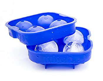 【中古】【輸入品・未使用】キッチュアイスボールメーカー金型???柔軟なシリコンアイストレイ???Molds 4?X 4.5?CMラウンドアイスボール球???コバルトブルー