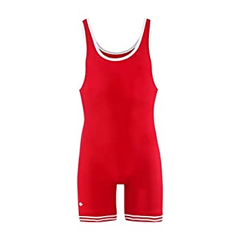 (X-Small%カンマ% Red/White) - Matman 83 Adult Nylon Wrestling Singlet