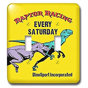 【中古】【輸入品・未使用】3drose LSP 219407?_ 2面白い恐竜ラプターRacing onデザイン黄色背景???ダ..