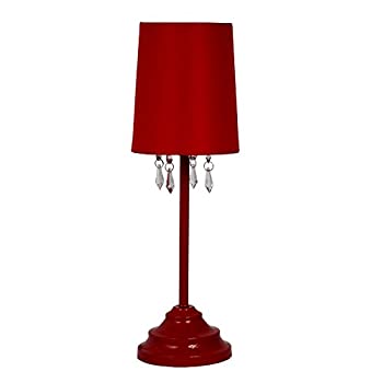 【中古】【輸入品 未使用】Simple Designs LT3018-RED Table Lamp with Fabric Shade and Hanging Acrylic Beads カンマ Red 並行輸入品