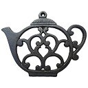 【中古】【輸入品 未使用】Teapot Trivet - Black Cast Iron - for Kitchen Dining Table - More than One Makes a Set for Counter カンマ Wall Art or Decoration Access