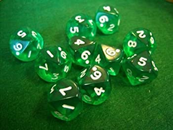 yÁzyAiEgpz10D10 Dice Set%J}% Transparent Green/White [sAi]