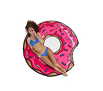 【中古】【輸入品・未使用】大判 丸型 かわいい ビーチ タオル BEACH ブランケット バスタオル 直径 150cm (ストロベリードーナツ) BMT-BMB...