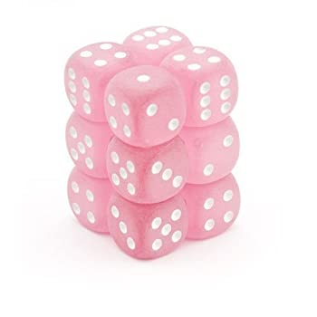 šۡ͢ʡ̤ѡChessex Dice d6 Sets: Frosted Pink & White - 16mm Six Sid...