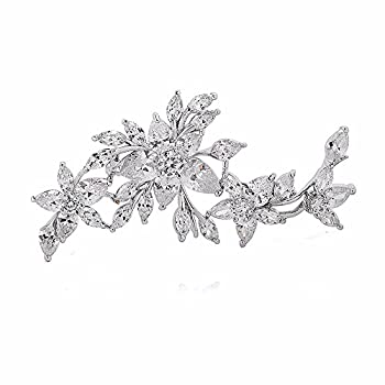 【中古】【輸入品 未使用】GULICX Silver Plated Base Diamante Zircon Flower Blossom Brooch Badge Pin Classic Design for Women