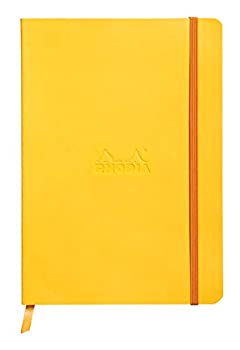 yÁzyAiEgpz(8 1/4 x 5 1/2%J}% Yellow) - Rhodiarama Rodia Leather Softcover A5 Yellow Notebook - Dotted Pages - 15cm x 21cm