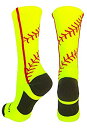 【中古】【輸入品・未使用】MadSportsStuff ソフトボール 縫い目 アスレティック クルーソックス S イエロー