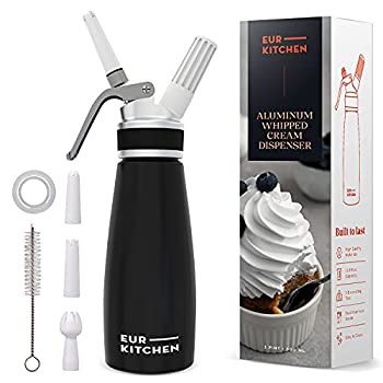 【中古】【輸入品 未使用】EurKitchen Professional-Grade Artisanal Whipped Cream Dispenser - All Aluminum Body and Head - 1-Pint - Delicious Dessert Recipes Inclu