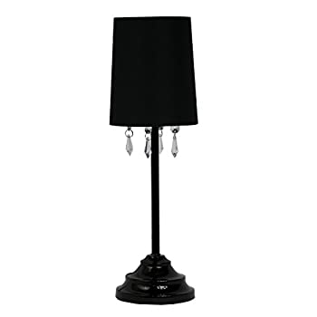 【中古】【輸入品 未使用】Simple Designs LT3018-BLK Table Lamp with Fabric Shade and Hanging Acrylic Beads カンマ Black 並行輸入品