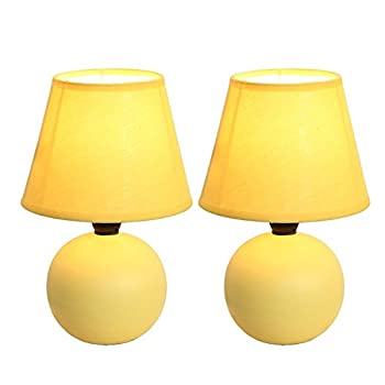 šۡ͢ʡ̤ѡSimple Designs LT2008-YLW-2PK Mini Ceramic Globe Table Lamp 2 Pack Set%% Yellow [¹͢]
