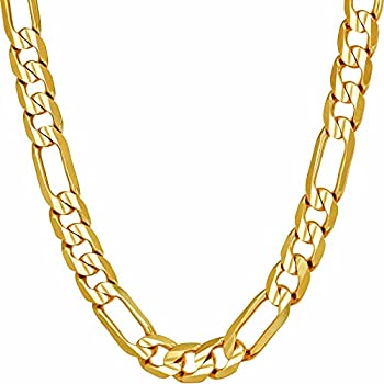【中古】【輸入品・未使用】LIFETIME JEWELRY 7mm フィガロチェーンネックレス ダイヤモンドカット 24K 純金メッキ%カンマ% 金属
