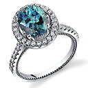【中古】【輸入品・未使用】Simulated Alexandrite ハロー ミルグレイン リング スターリングシルバー 2.50カラット サイズ5?9(4)