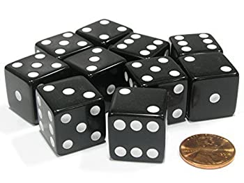 šۡ͢ʡ̤ѡSet of 10 Large Six Sided Square Opaque 19mm D6 Dice - Bl...