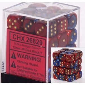 【中古】【輸入品 未使用】Blue-Red/Gold Gemini 12mm d6 (36) by Chessex Dice 並行輸入品