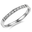 【中古】【輸入品・未使用】結婚/婚約指輪 レディース 2mm チタン/ステンレススチール/キュービックジルコニア/ホワイトゴールドの象嵌リング 結婚/婚約シルバ...