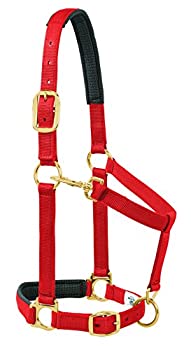 【中古】【輸入品・未使用】Weaver Leather パッド入り 調節可能なあごと喉のスナップホルター 平均1インチ 馬または年輪のドラフト ソリッドレッド