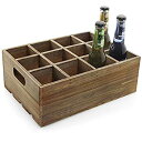 【中古】【輸入品・未使用】ヴィンテージ仕上げ素朴ブラウン木製12スロットビールボトルクレートServing/ビールストレージボックスW/Carrying Han...