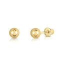 【中古】【輸入品 未使用】14k Yellow Gold Ball Stud Earrings with Secure Screw-backs - 3mm