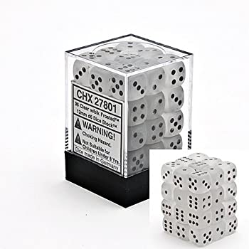 šۡ͢ʡ̤ѡChessex Dice d6 Sets: Frosted Clear with Black - 12mm Six...