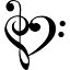 【中古】【輸入品・未使用】CMI210 TREBLE BASS CLEF HEART Love of Music 4インチ ブラック ビニール デカール ウィンドウステッカー ノートパソコン iPad 窓 壁 車 トラッ