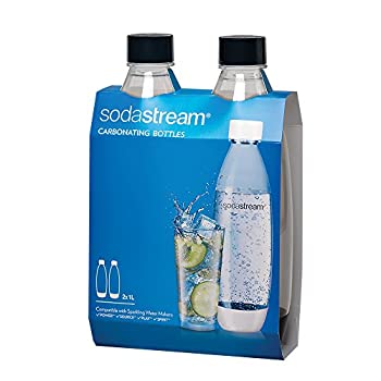 【中古】【輸入品・未使用】SodaStream ブラック 1L スリム炭酸ボトル ツインパック 1リットル