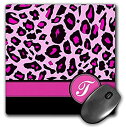 【中古】【輸入品・未使用】3dRose LLC 8 x 8 x 0.25 Inches Mouse Pad%カンマ% Personalized Initial T Monogrammed Hot Pink and Black Leopard Pattern%カンマ% Animal Print P(2)