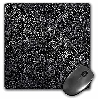 3dRose a Elegant Vintage Floral Damasks in Silver and Black Mouse Pad (mp_201086_1) 