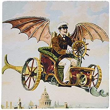 【中古】【輸入品・未使用】3dRose LLC 8 x 8 x 0.25 Inches Mouse Pad%カンマ% Vintage Steampunk Flying Machine Dirigible Design (mp_102667_1) [並行輸入品] 1