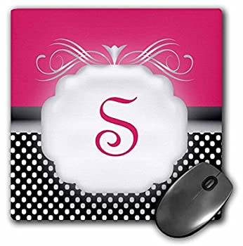 【中古】【輸入品・未使用】3dRose LLC 8 x 8 x 0.25 Inches Mouse Pad%カンマ% Elegant Pink with Black and White Polka Dot Monogram Letter S (mp_113858_1) [並行輸入品]