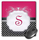 【中古】【輸入品 未使用】3dRose LLC 8 x 8 x 0.25 Inches Mouse Pad カンマ Elegant Pink with Black and White Polka Dot Monogram Letter S (mp_113858_1) 並行輸入品