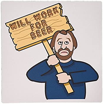 【中古】【輸入品・未使用】3dRose Funny Humorous Man Guy with a Sign Will Work for Beer Mouse Pad mp_117022_1 [並行輸入品]