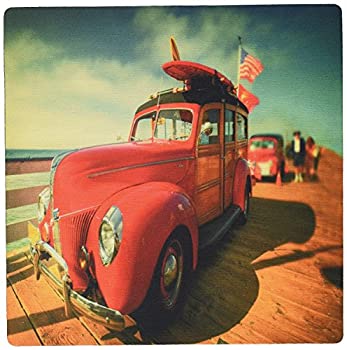 【中古】【輸入品・未使用】3dRose 8 x 8 x 0.25 Inches Mouse Pad%カンマ% Classic Woody Remember The Days With Our Old Surfer Car Digitally Remastered (mp_99548_1) [並