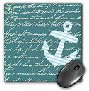 yÁzyAiEgpz3dRose LLC 8 x 8 x 0.25 Inches Mouse Pad%J}% Turquoise Anchor with Teal Blue Background and Handwriting Trendy Striped Sailor Nautical