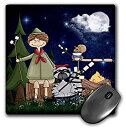 3dRose LLC 8 x 8 x 0.25 Inches Mouse Pad%カンマ% Boy Scout Camper in Woods with a Squirrel and Marshmallows (mp_101838_1) 