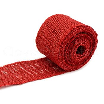 【中古】【輸入品 未使用】CleverDelights 2 Burlap Ribbon - Finished Edge - 10 Yards - Red Color - Jute Burlap Craft Fabric by CleverDelights