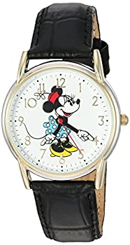 šۡ͢ʡ̤ѡDisney Minnie Mouse Women's Two Tone Cardiff Alloy Watch%% Black Leather Strap%% W002769