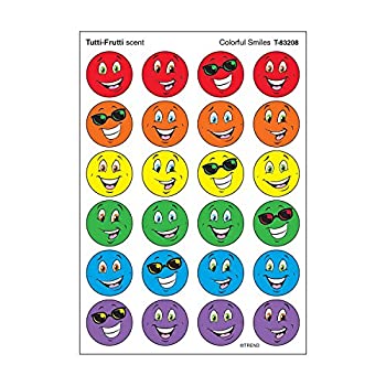 【中古】【輸入品・未使用】Trend Enterprises Colorful Smiles (Tutti-Frutti) Round Stinky Stickers%カンマ% Small (T-83208) [並行輸入品]