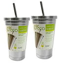 【中古】【輸入品 未使用】Stainless Steel Tumbler with Straw- Hot and Cold Double Wall Drinking Mug- 16 oz. - Set of 2 by Deco