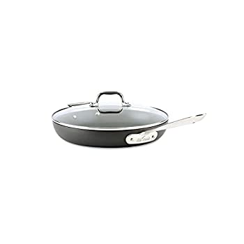 All-Clad E7859664 HA1 Hard Anodized Nonstick Dishwasher Safe PFOA Free Fry Pan with lid Cookware%カンマ% 30cm%カンマ% Medium Grey
