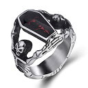 【中古】【輸入品・未使用】elfasioメンズステンレススチールバンドリングGothic VampireスケルトンBloodyレッドエナメルCoffin Bike