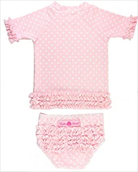 【中古】【輸入品・未使用】RuffleButts ラッフルバッツ 水着 ラッシュガード 女の子 ベビー ポルカドット(12-18m(75cm)%カンマ% Pink(ピンク）) [並行輸入品]