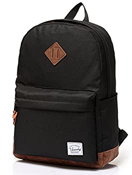 【中古】【輸入品 未使用】 Vaschy Vaschy Classic Lightweight Waterresistant Campus School Rucksack Travel Backpack Black Fits 14Inch Laptop 並行輸入品