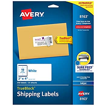 （エイブリー）Avery 送付先アドレスラベル インクジェットプリンター 2インチ×4インチラベル 永久接着剤 TrueBlockR 1%カンマ%250 labels (5 pack