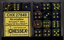 【中古】【輸入品 未使用】Chessex Dice d6 Sets: Festive Rio Marble Swirl with Yellow Pips - 12mm Six Sided Die (36) Block of Dice 並行輸入品