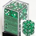 【中古】【輸入品・未使用】Chessex Dice d6 Sets: Green with White Translucent - 16mm Six Sided Die (12) Block of Dice (2-Pack) [並行輸入品]