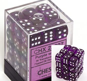 ホビー, その他 Chessex Dice d6 Sets: Purple with White Translucent - 12mm Six Sided Die (36) Block of Dice 