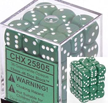 【中古】【輸入品 未使用】Chessex Opaque 12mm d6 Green w/White Dice Block 36 Dice 並行輸入品