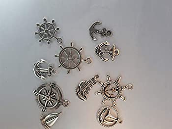 【中古】【輸入品・未使用】夏チャーム*イカリ*ヨット*舵etc.*10個セット*シルバーカラー ざっかや。 (..