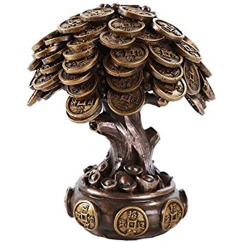 【中古】【輸入品・未使用】(Bronze) - Feng Shui Bronze Golden Money Coin Prosperity Tree Home ...