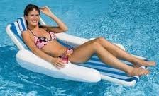 68.5' Blue and White Sunchaser Swimming Pool Floating Lounge Chair with Pillow 